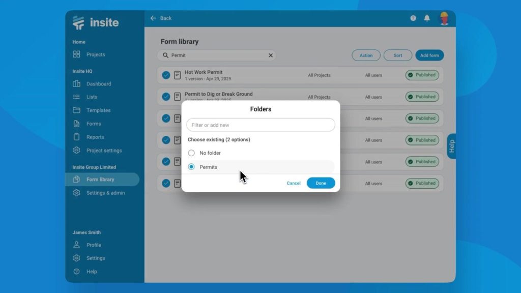 Add forms to folders Cover Image